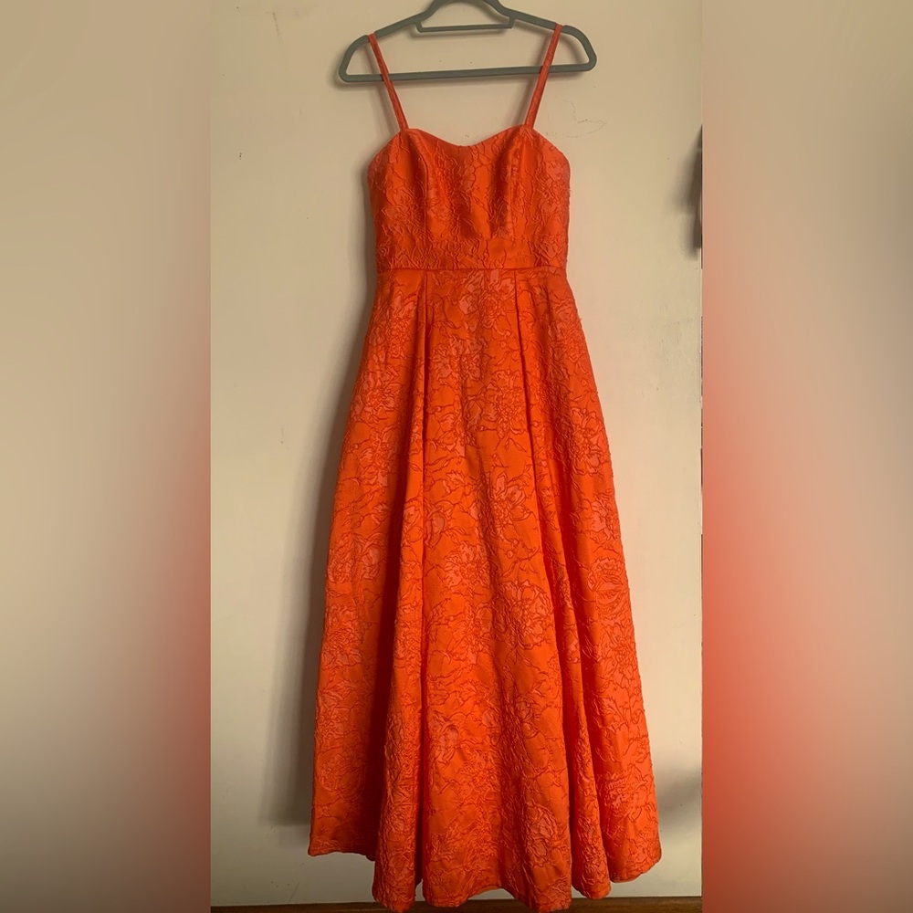 Orange Embroidered Prom, wedding, Evening Gown NWoT